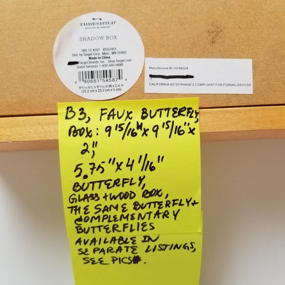 B3 Threshold 1 Large Faux Butterly Shadow Box - Picture 4 of 7